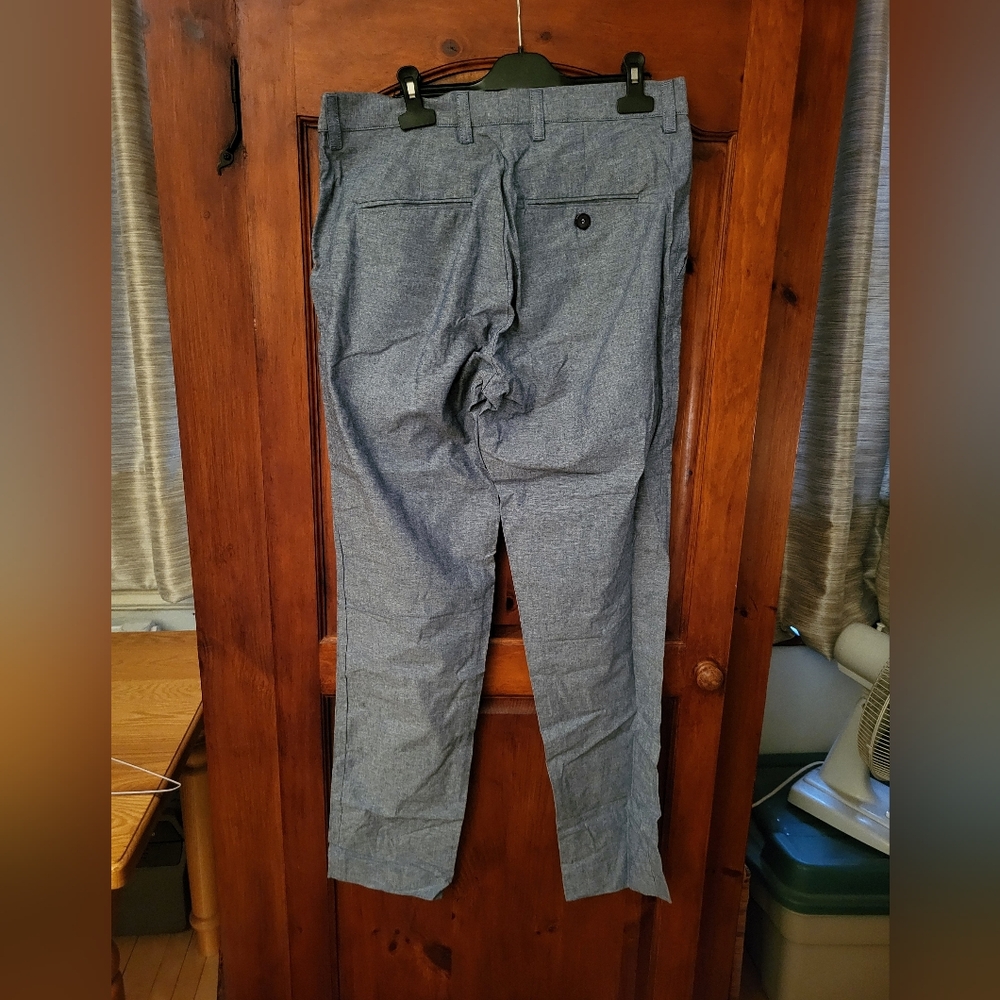 American Apparel Welt Pocket Pants 34 Cotton Blue Chambray NEW WITH TAGS Unisex